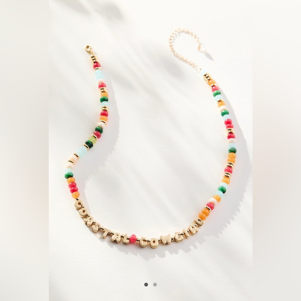 Anthropologie Beaded Bubble Letter Necklace
